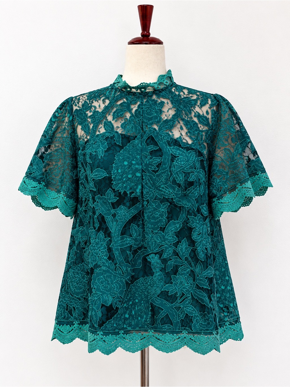 Anthropologie HD in Paris Lace Meadows Peacock Blouse Teal Size 12 - Picture 2 of 9